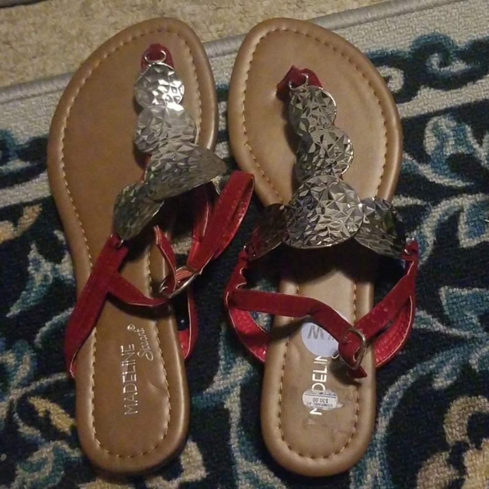 Red strap sandals